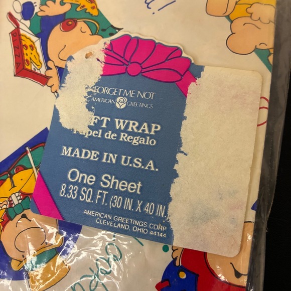 American Greetings Forget Me Not Ziggy Gift Wrap Paper One Sheet 30x40" Vintage - Picture 3 of 10